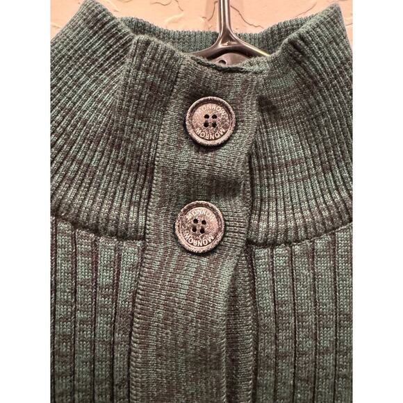 Monrow Button Front Mock Neck Cardigan Coastal Grandma, Green, Large - Picture 1 of 6